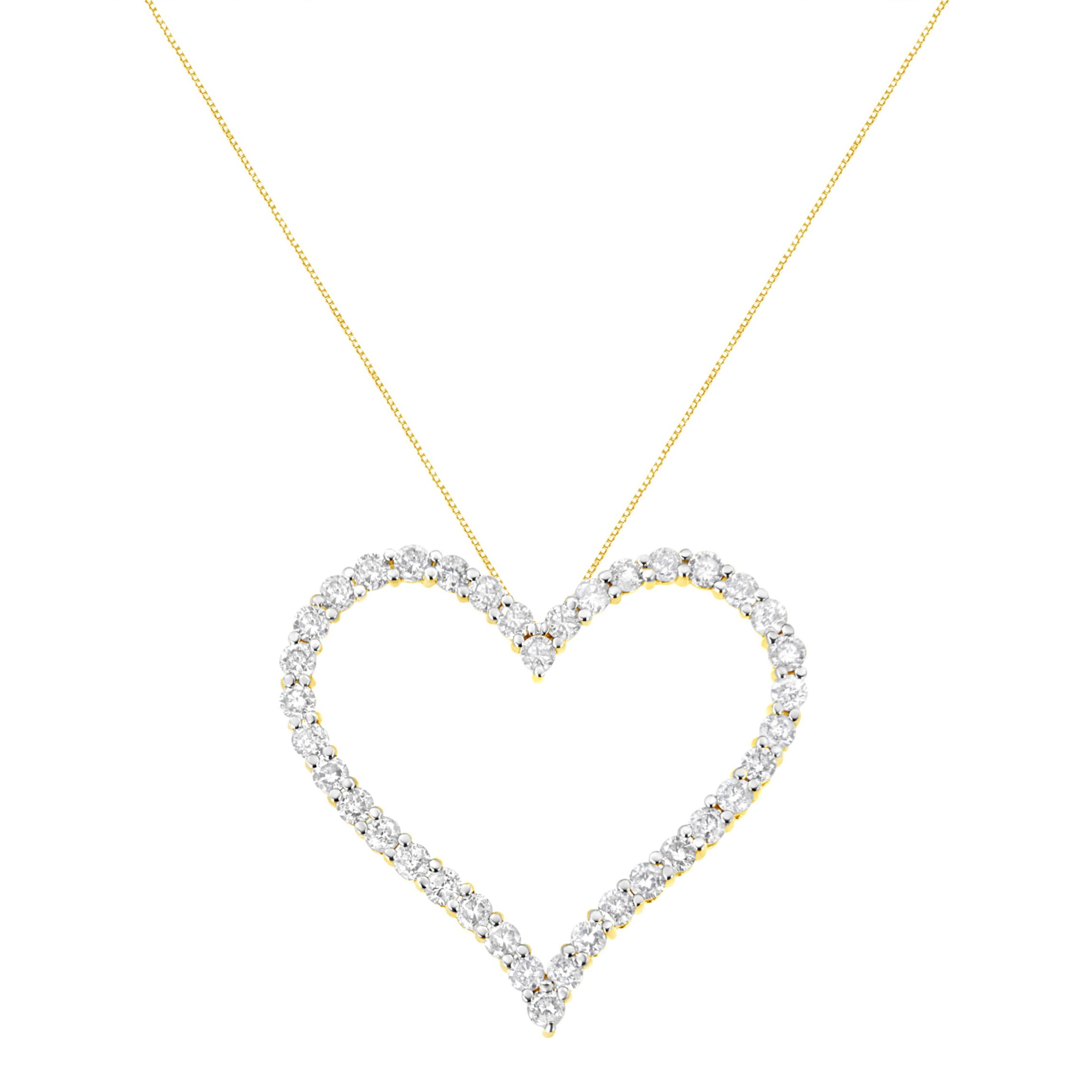 10k Yellow Gold Plated Silver 3.0 cttw Diamond Open Heart Pendant Necklace - 18"