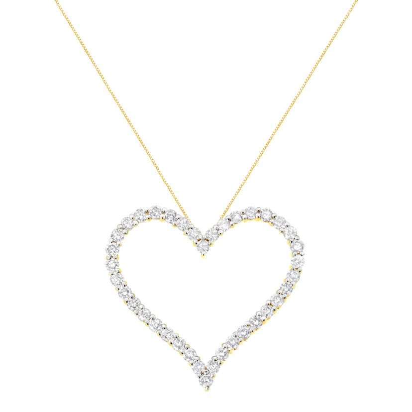 10k Yellow Gold Plated Silver 3.0 cttw Diamond Open Heart Pendant Necklace - 18"