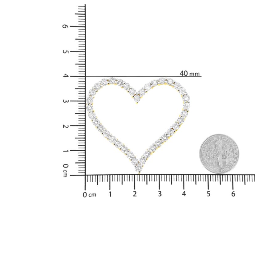 10k Yellow Gold Plated Silver 3.0 cttw Diamond Open Heart Pendant Necklace - 18"