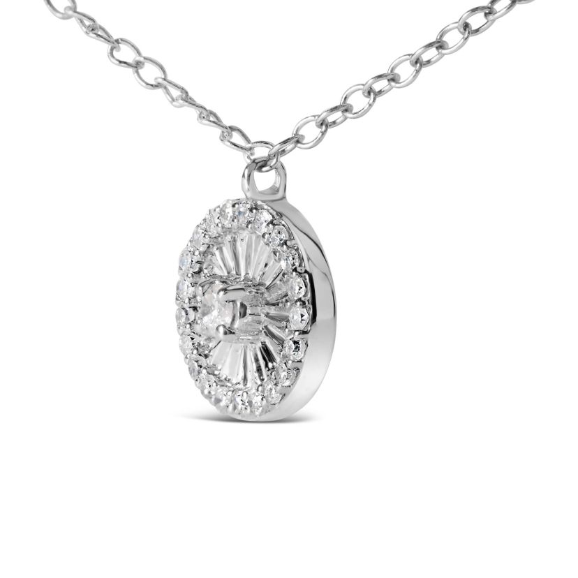.925 Sterling Silver 1/6 Cttw Diamond Wheel and Spoke Pendant Necklace - 18"