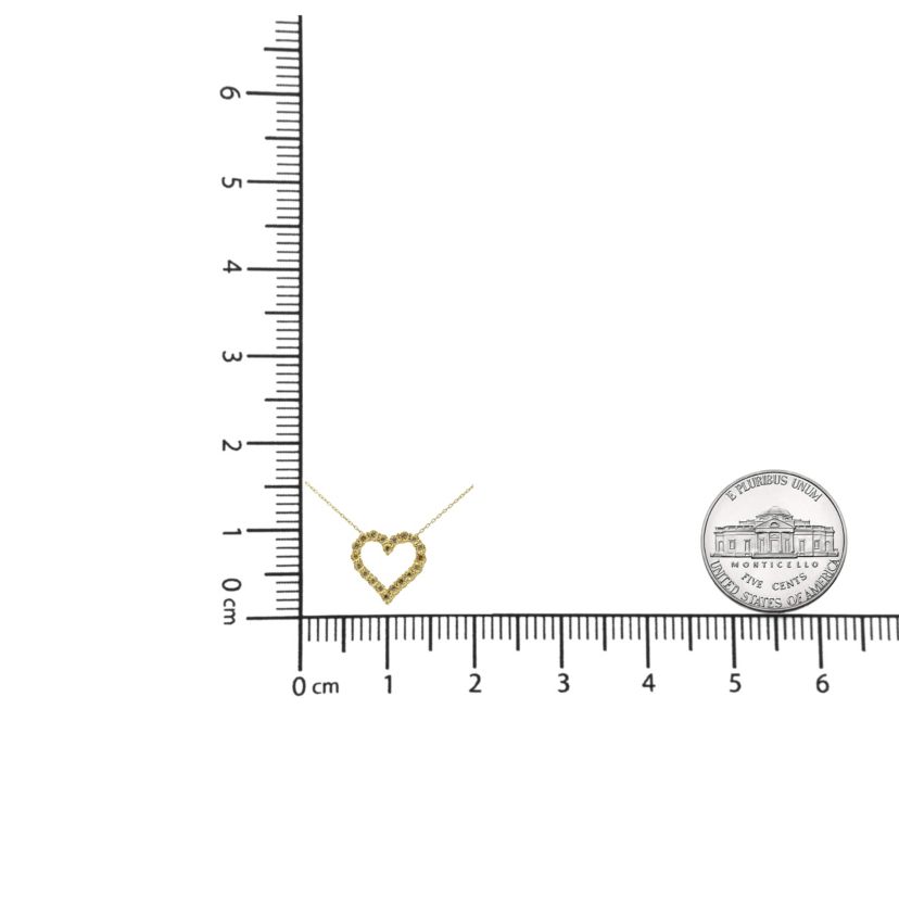 10K Yellow Gold over Silver 1/2 Cttw Champagne Diamond Heart Pendant Necklace - 18"