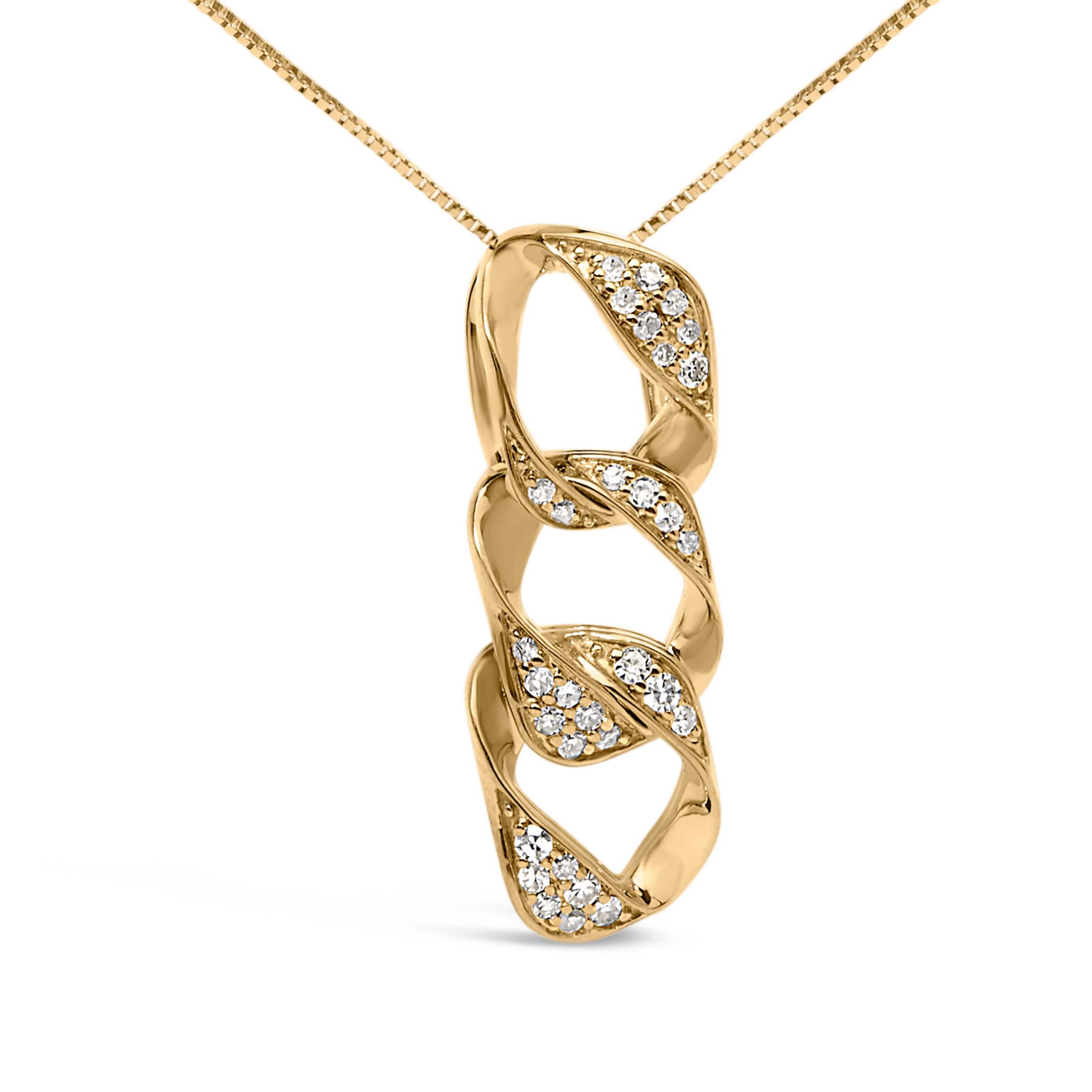 14K Yellow Gold Plated Silver 1/6 Cttw Diamond Circle Hoop 18" Pendant Necklace