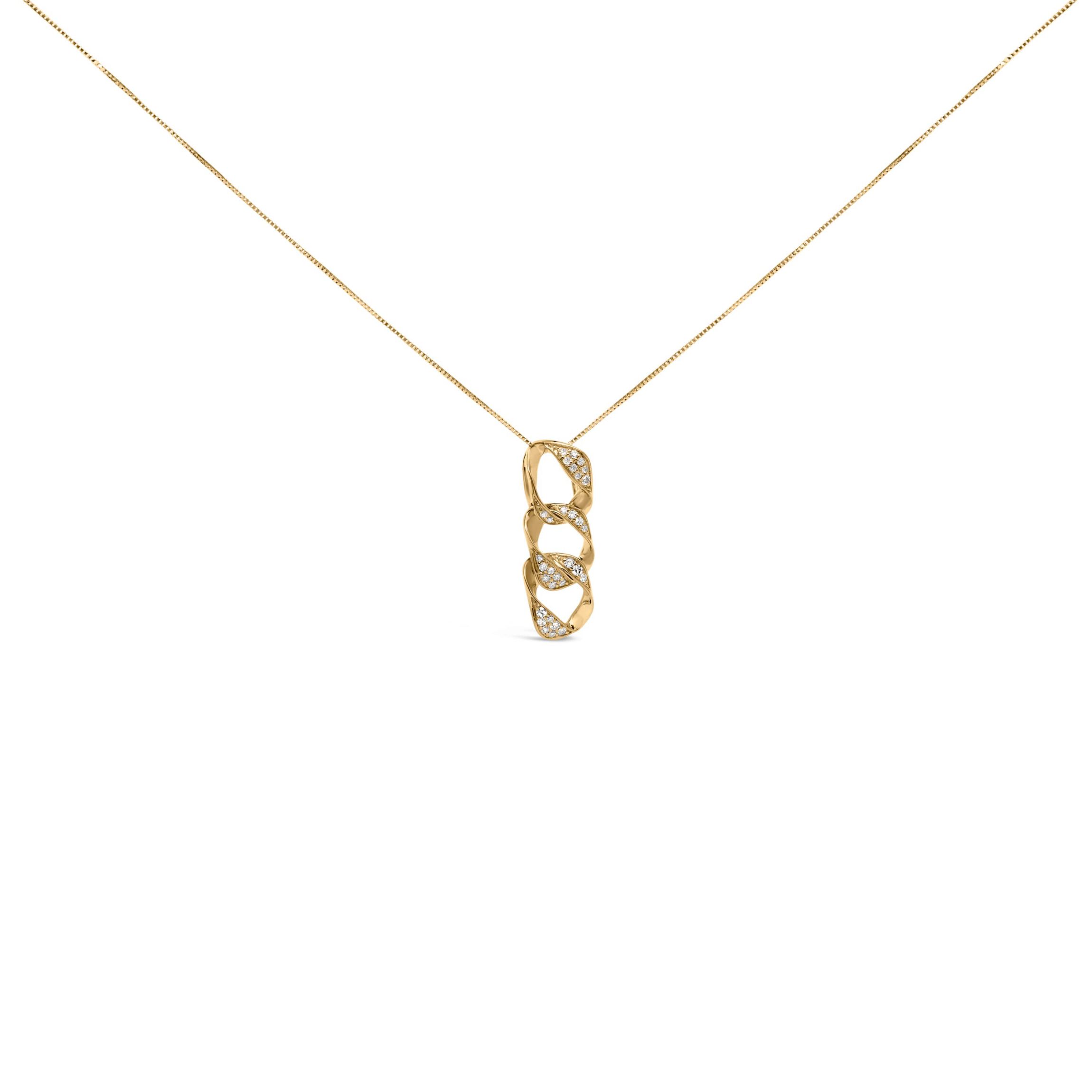 14K Yellow Gold Plated Silver 1/6 Cttw Diamond Circle Hoop 18" Pendant Necklace