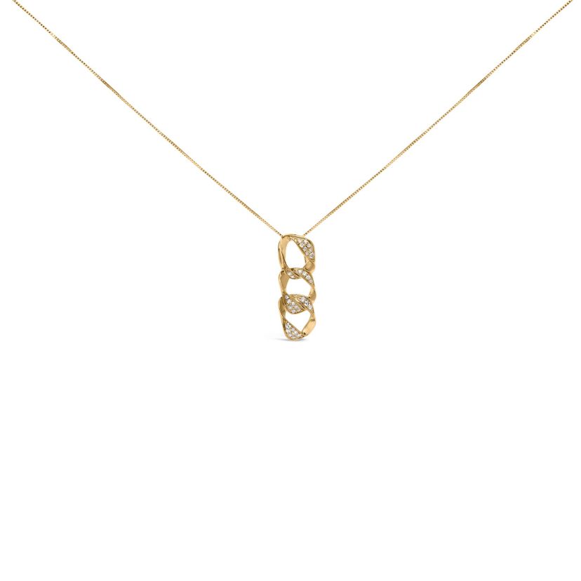 14K Yellow Gold Plated Silver 1/6 Cttw Diamond Circle Hoop 18" Pendant Necklace