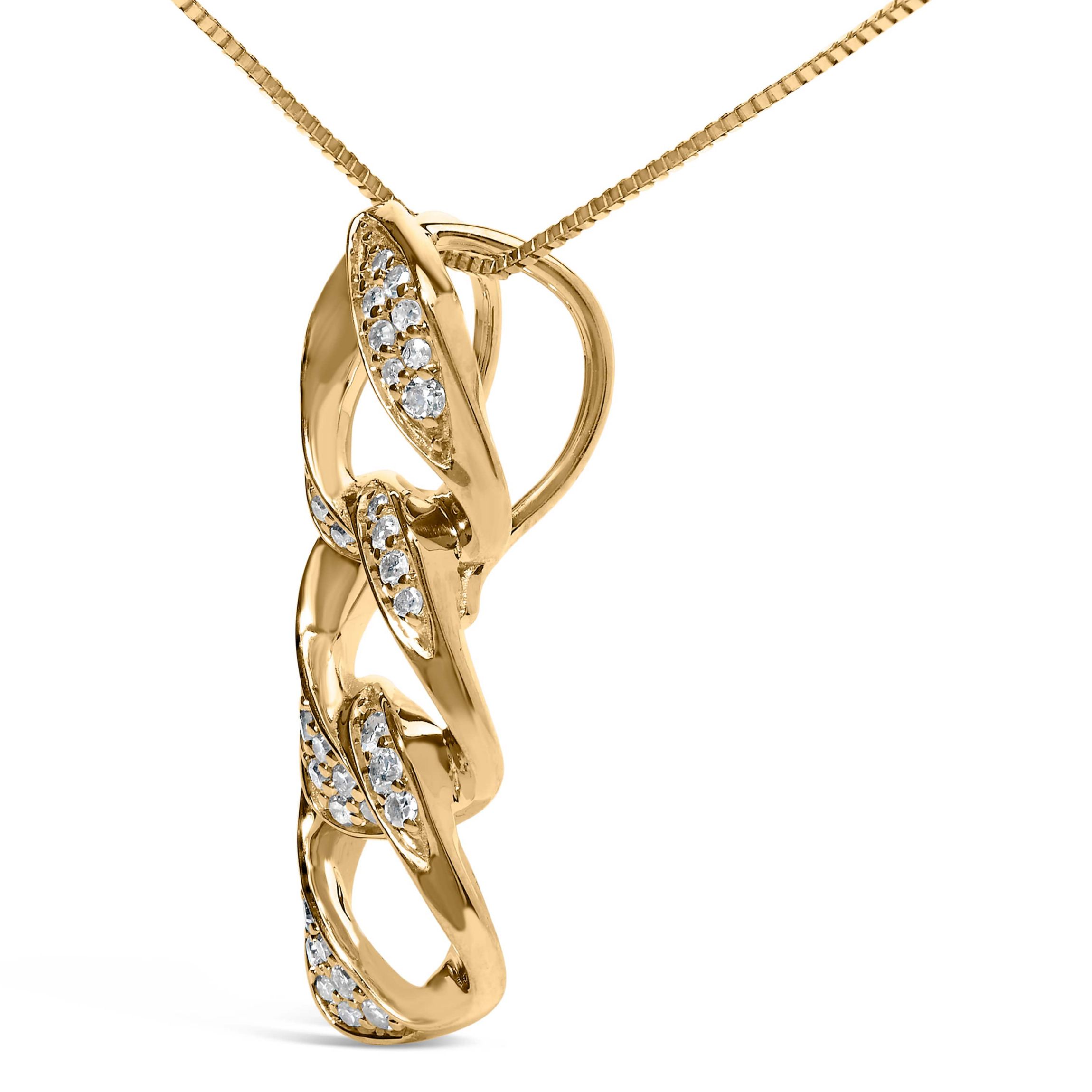 14K Yellow Gold Plated Silver 1/6 Cttw Diamond Circle Hoop 18" Pendant Necklace