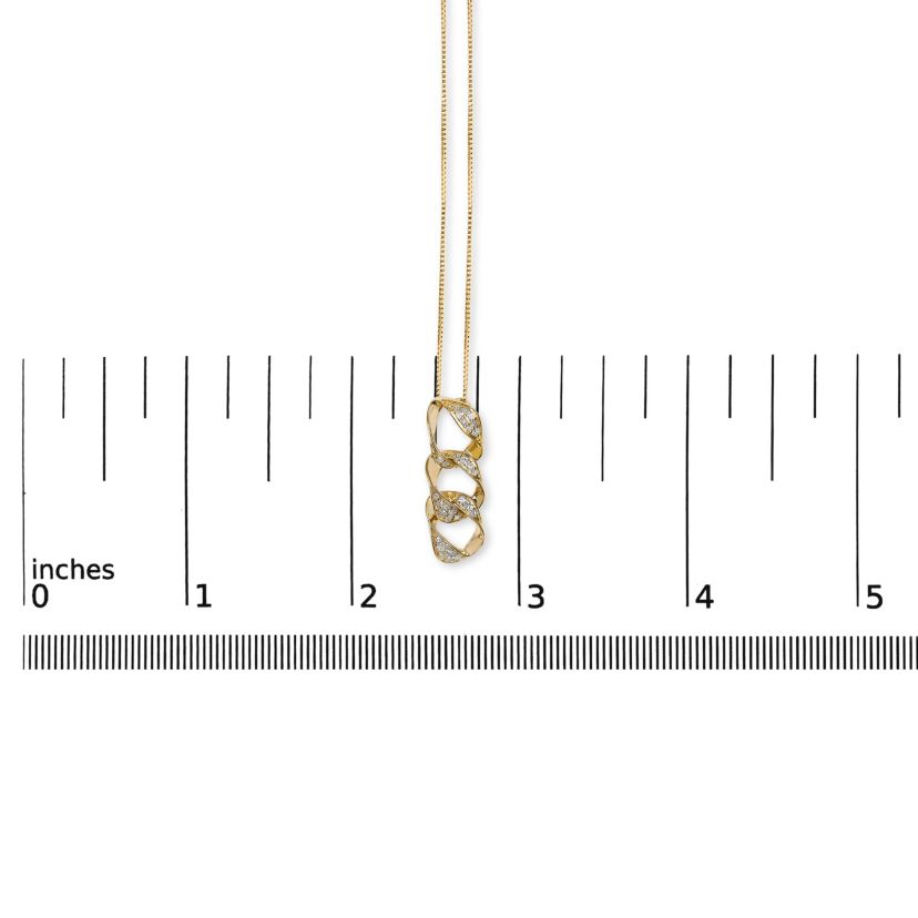14K Yellow Gold Plated Silver 1/6 Cttw Diamond Circle Hoop 18" Pendant Necklace