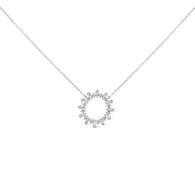 Haus of Brilliance Sterling Silver 3/4 Cttw Diamond Starburst Medallion Pendant Necklace, 18 in