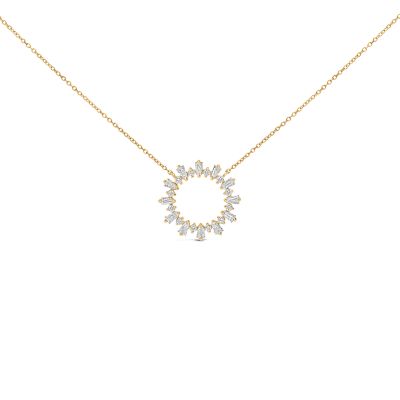 Haus of Brilliance 14K Yellow Gold Plated Sterling Silver 3/4 Cttw Diamond Starburst Pendant Necklace, 18 in