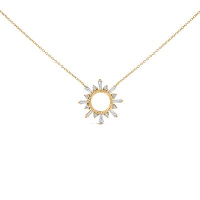 Haus of Brilliance 14K Yellow Gold Plated Sterling Silver 5/8 Cttw Diamond Open Starburst Pendant Necklace, 18 in