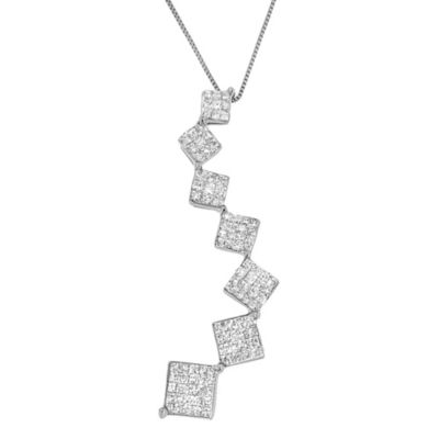 Haus of Brilliance 10K White Gold 1 cttw Diamond Snake Curved Pendant Necklace, 18 in