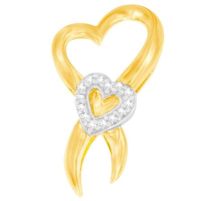 Haus of Brilliance 10K Two-Tone Gold 1/10 cttw Diamond Heart Pendant Necklace