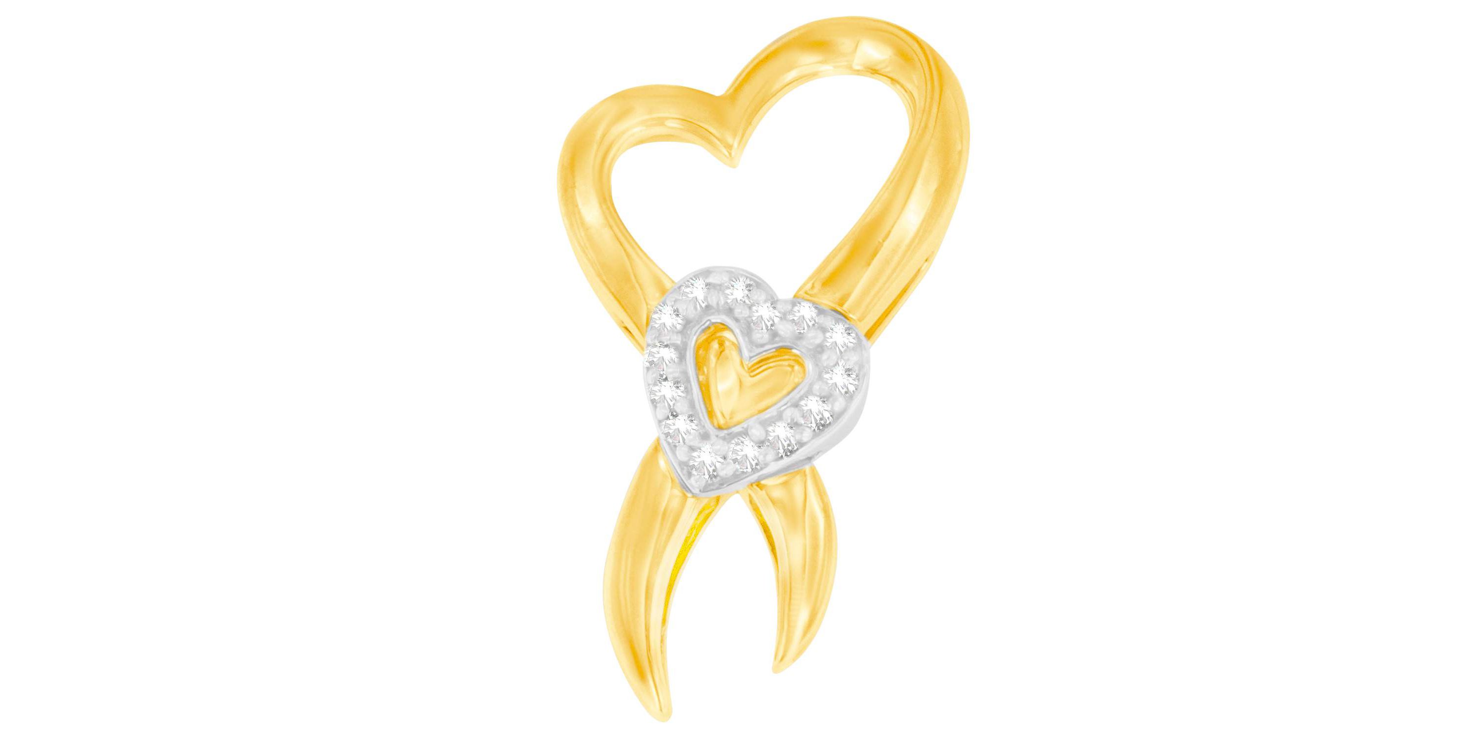 10K Two-Tone Gold 1/10 cttw Diamond Heart Pendant Necklace