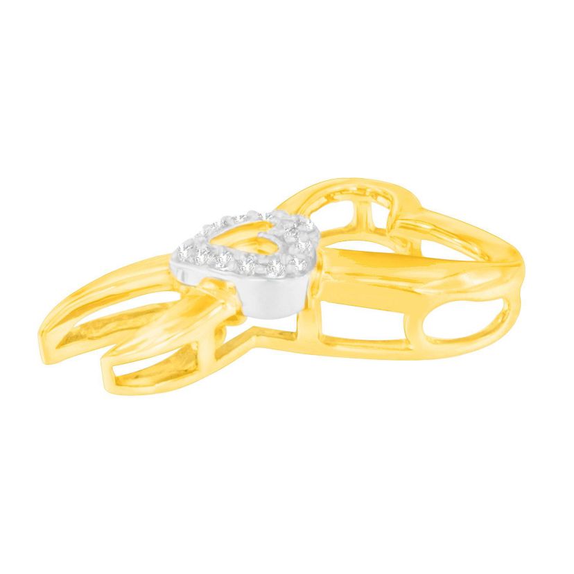 10K Two-Tone Gold 1/10 cttw Diamond Heart Pendant Necklace