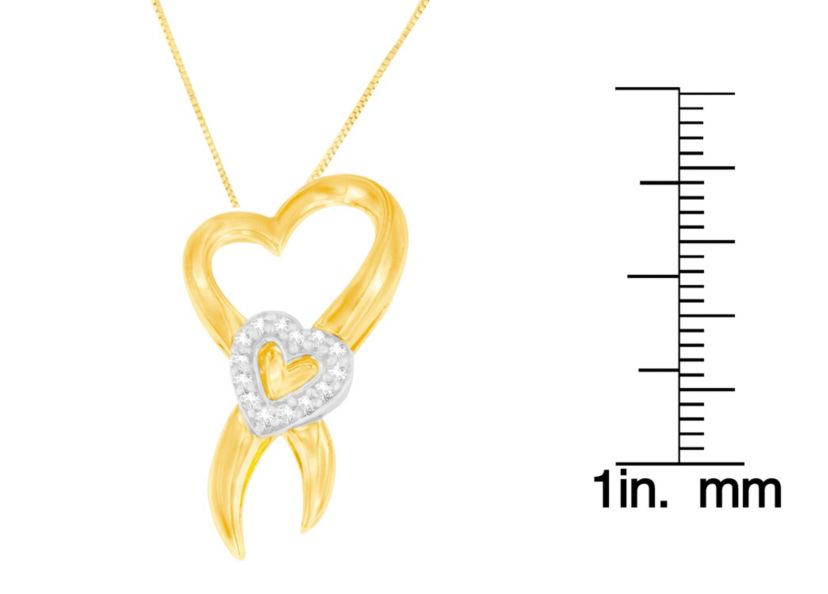 10K Two-Tone Gold 1/10 cttw Diamond Heart Pendant Necklace
