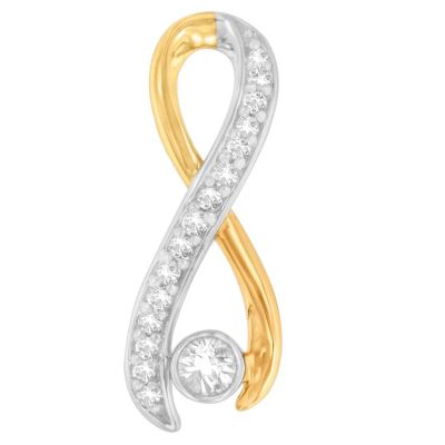 Haus of Brilliance 10K Two-Tone Gold 1/5 cttw Diamond Radiant Ribbon Pendant Necklace