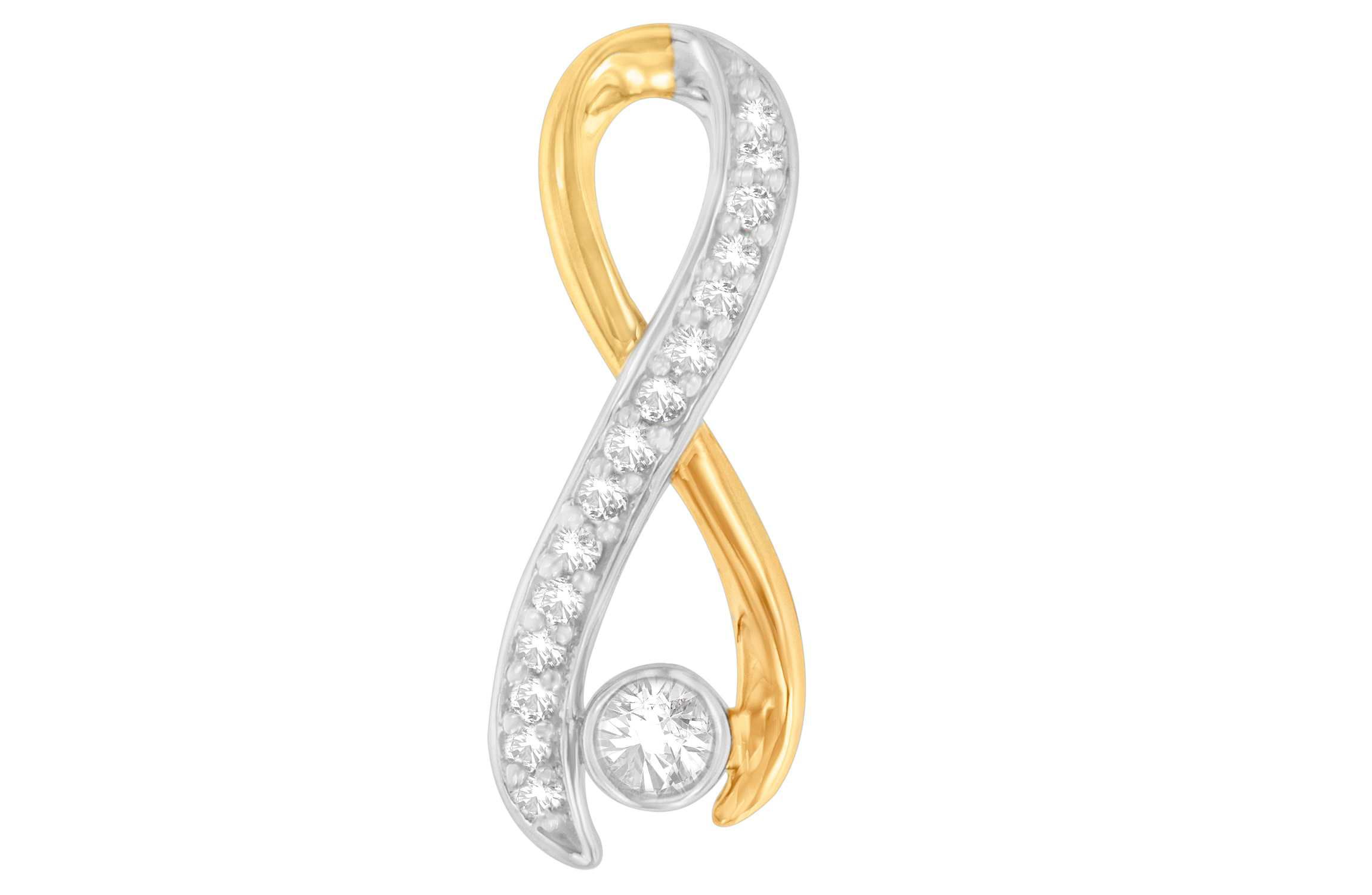 10K Two-Tone Gold 1/5 cttw Diamond Radiant Ribbon Pendant Necklace