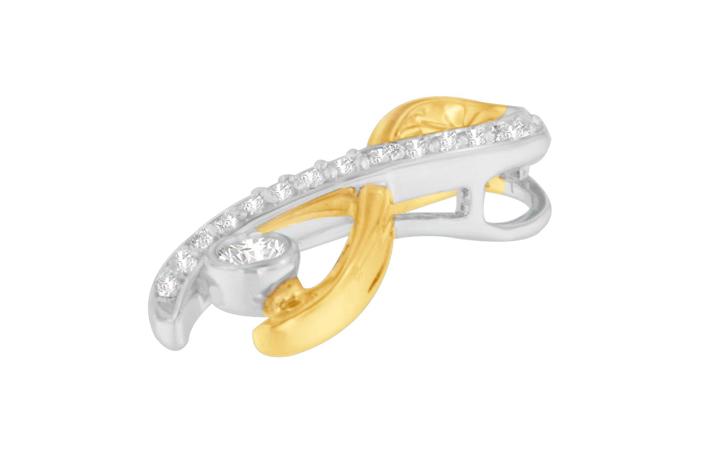 10K Two-Tone Gold 1/5 cttw Diamond Radiant Ribbon Pendant Necklace