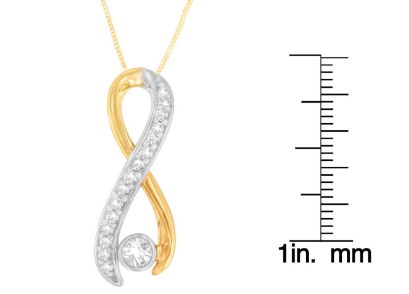 10K Two-Tone Gold 1/5 cttw Diamond Radiant Ribbon Pendant Necklace