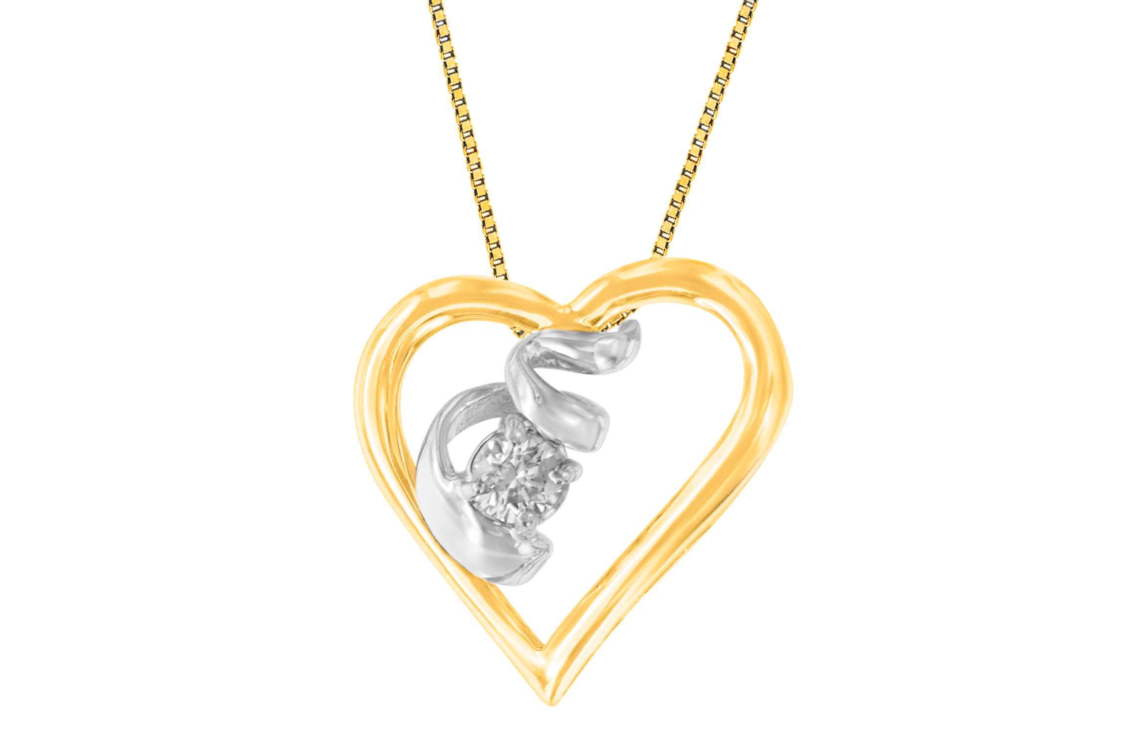 Espira 10K Two-Tone Gold 1/10 cttw Diamond Pendant Necklace