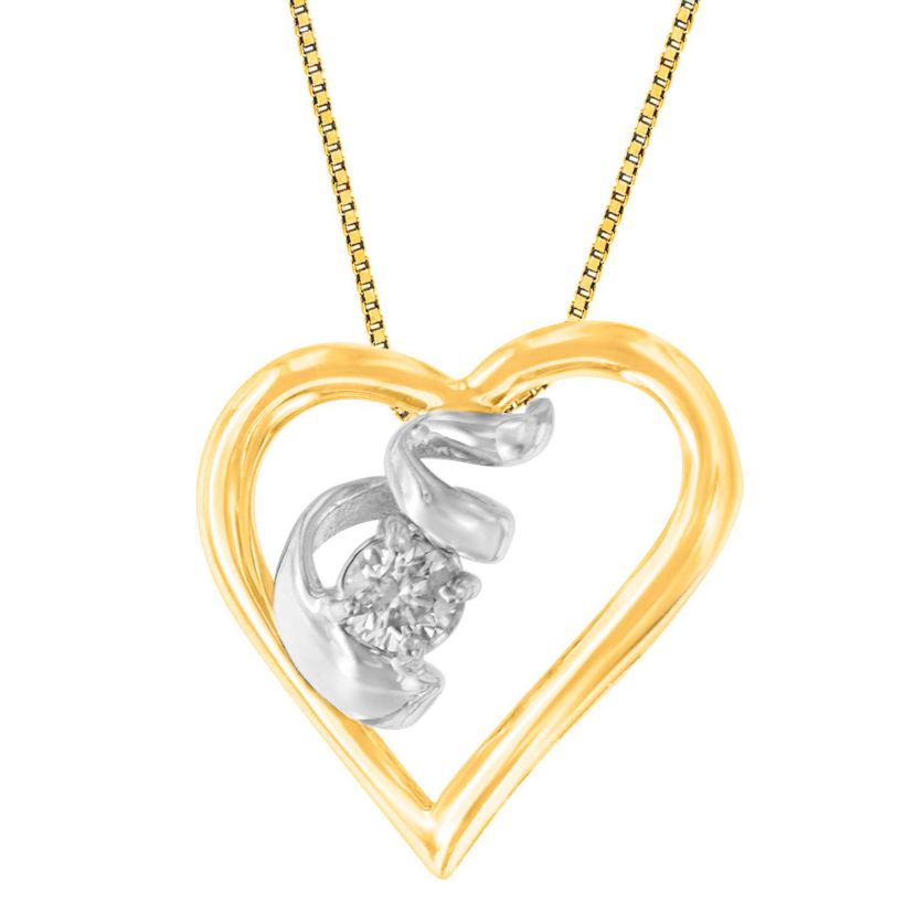Espira 10K Two-Tone Gold 1/10 cttw Diamond Pendant Necklace