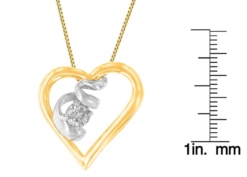 Espira 10K Two-Tone Gold 1/10 cttw Diamond Pendant Necklace
