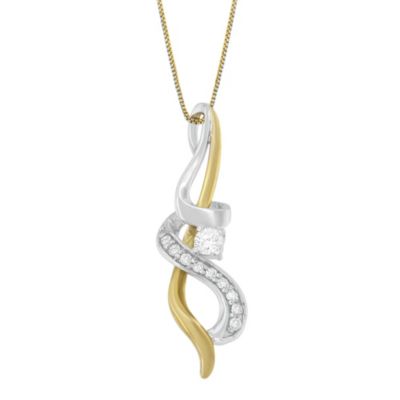 Haus of Brilliance Espira 10K Two-tone Gold 1/5 cttw Diamond Intertwined Swirl Pendant Necklace