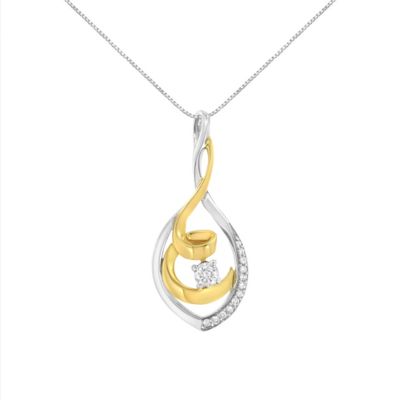 Haus of Brilliance 10K Two-Tone Yellow & White Gold 1/4 Cttw Diamond Spiral Link 18" Pendant Necklace, 18 in