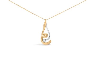 Haus of Brilliance Espira 10K Two-Tone Gold 1/10 cttw Round Cut Diamond Swirl Pendant Necklace