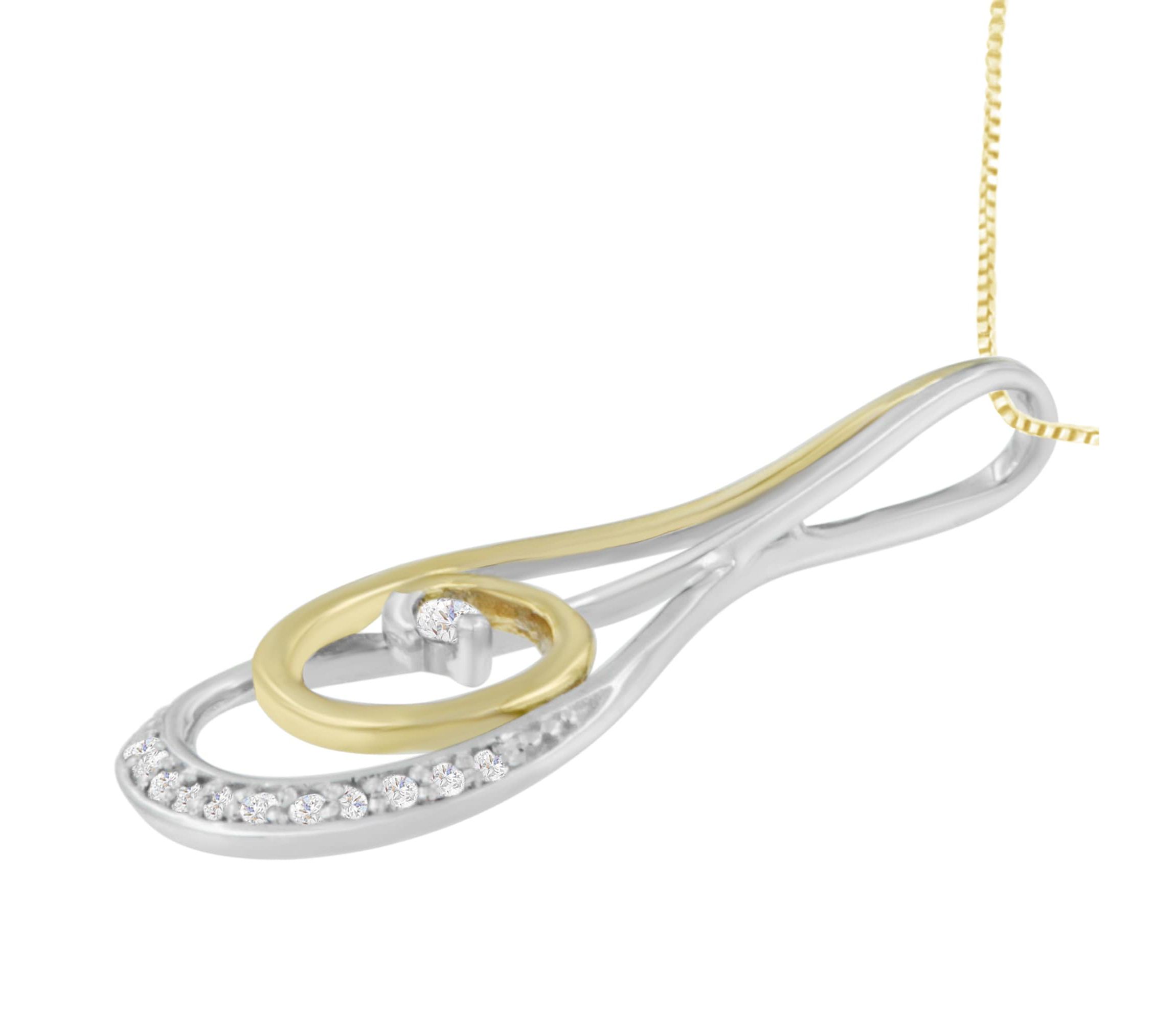 Espira 10K Two-Tone Gold Round Cut Diamond Sparkling Spiral Pendant Necklace