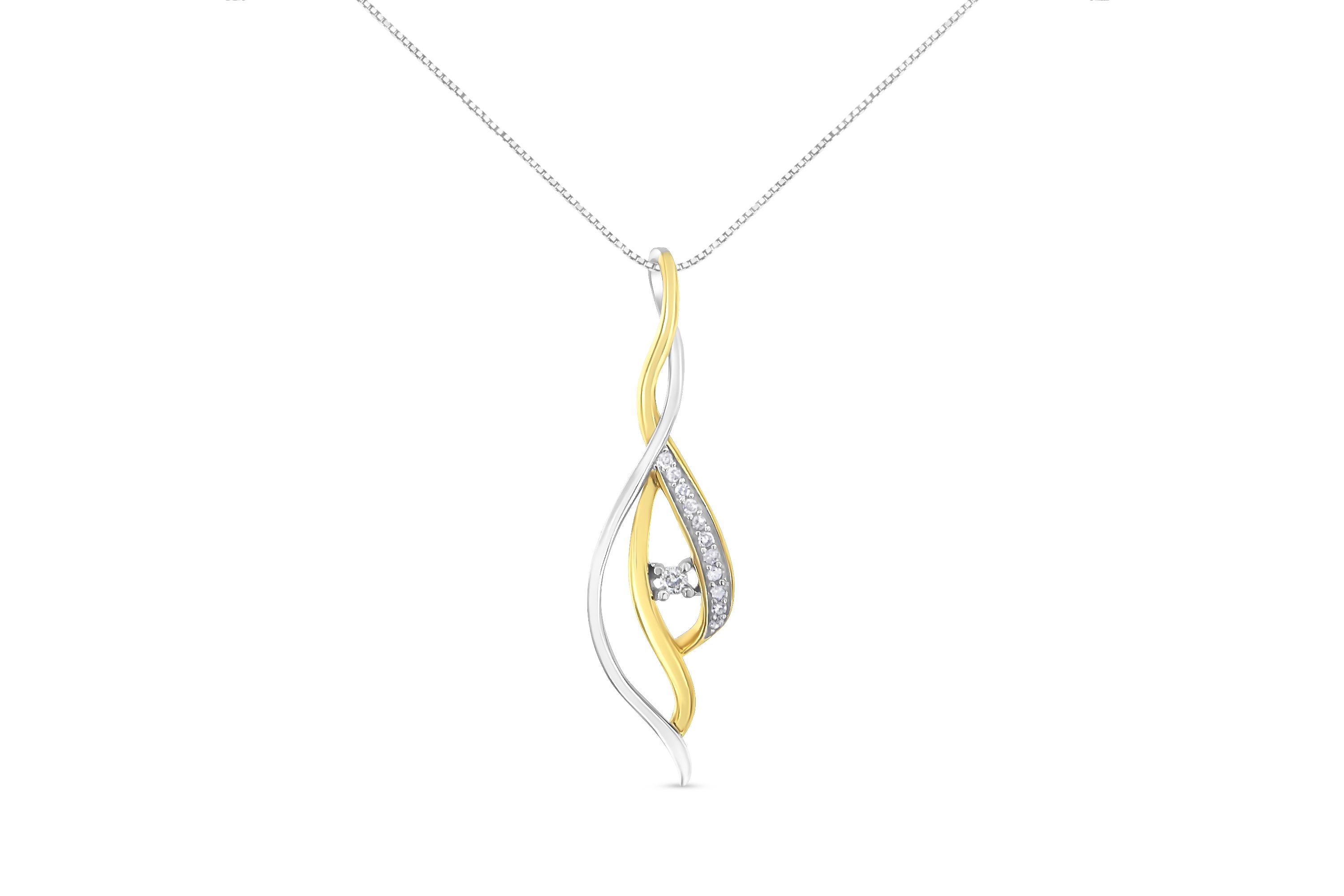 Espira 10K Two-Tone Gold Round Cut Diamond Cascade Pendant Necklace