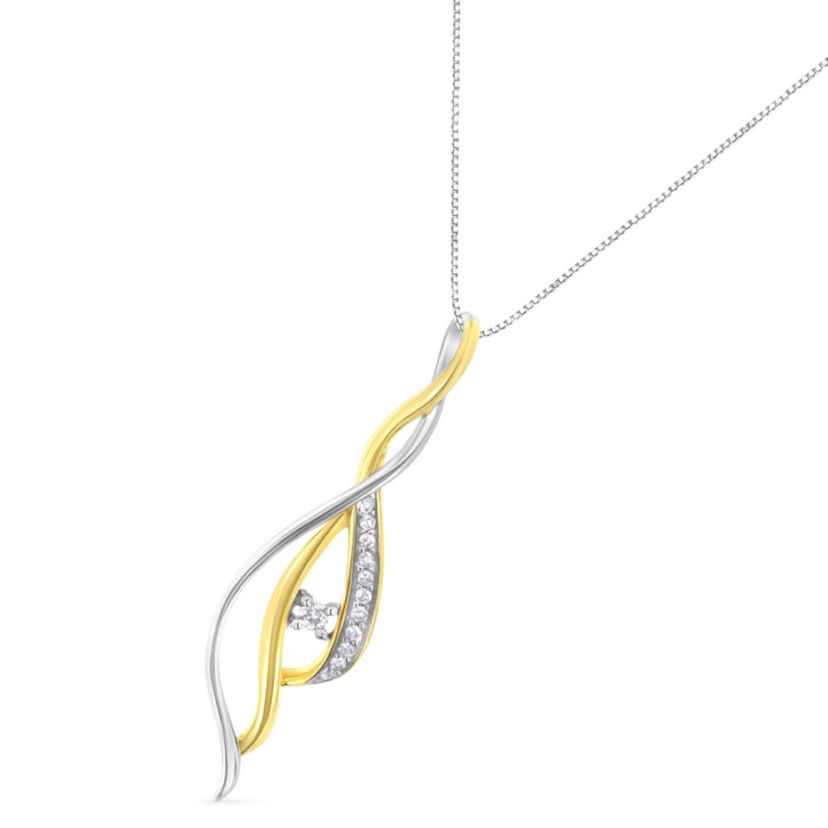 Espira 10K Two-Tone Gold Round Cut Diamond Cascade Pendant Necklace