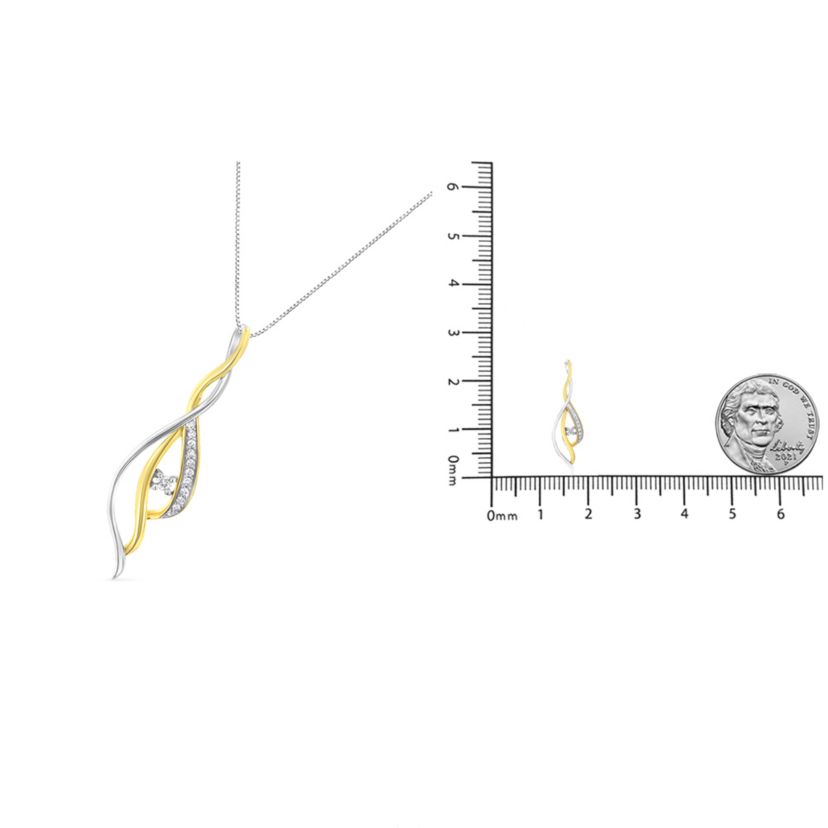 Espira 10K Two-Tone Gold Round Cut Diamond Cascade Pendant Necklace