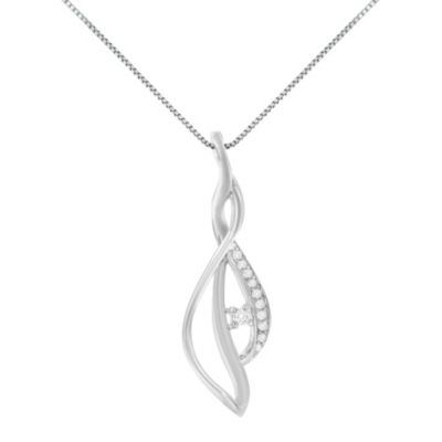 Haus of Brilliance Espira 10K White Gold Diamond Accented Open Cascade Twist 18" Pendant Necklace, 18 in