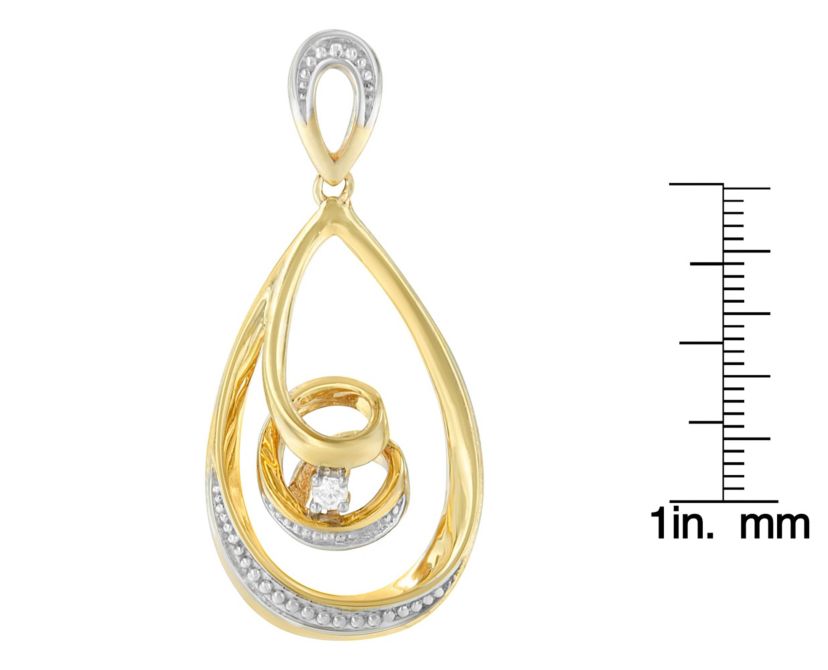 10K Gold Diamond-Accented Open Teardrop Twisted Curl 18" Pendant Necklace