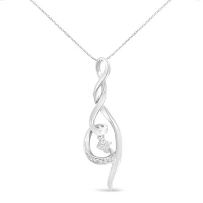 Haus of Brilliance Espira 10K White Gold 1/10 cttw Diamond Swirl Pendant Necklace, 18 in