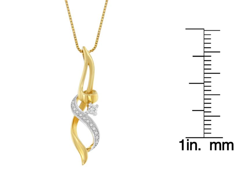 Espira 10K Yellow Gold 1/20 cttw Round Cut Diamond Accent Swirl Pendant Necklace