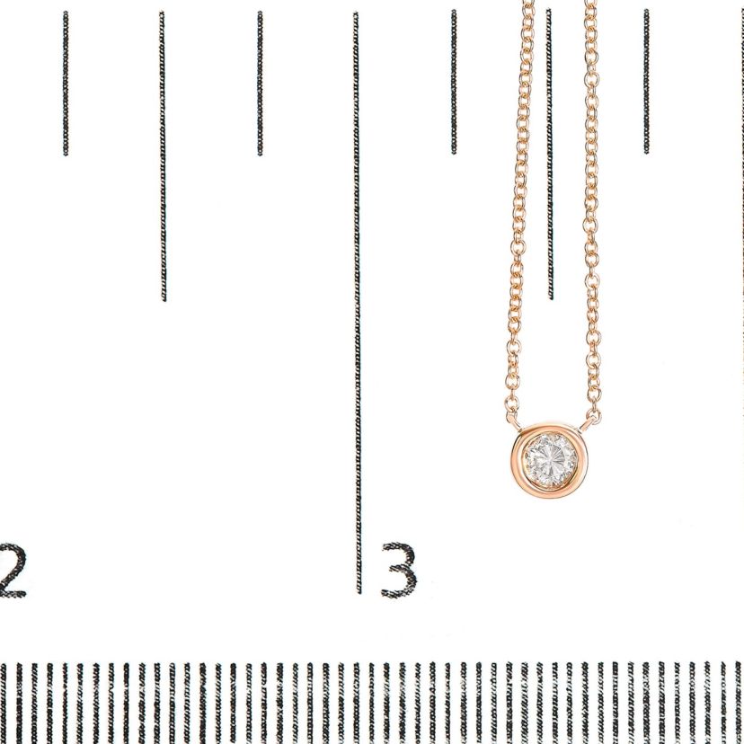 10K Rose Gold 1/2 Carat Diamond Modern Bezel-Set Solitaire 16"-18" Pendant Necklace