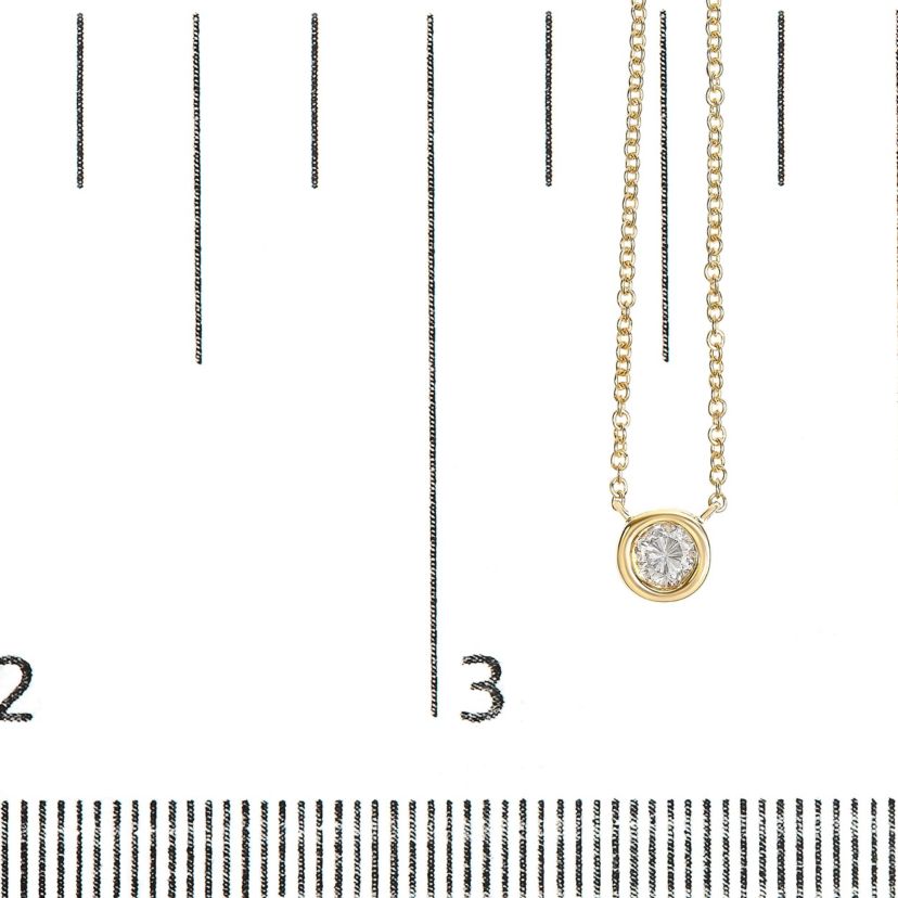 10K Yellow Gold 1/2 Carat Diamond Modern Bezel-Set Solitaire Pendant Necklace