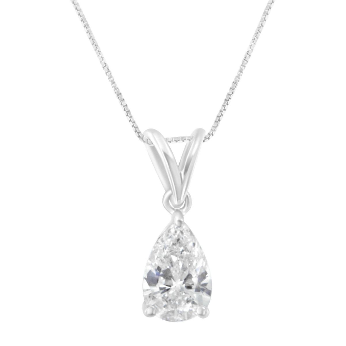 IGI certified 10K White Gold 1/2 cttw Diamond Pear Pendant Necklace
