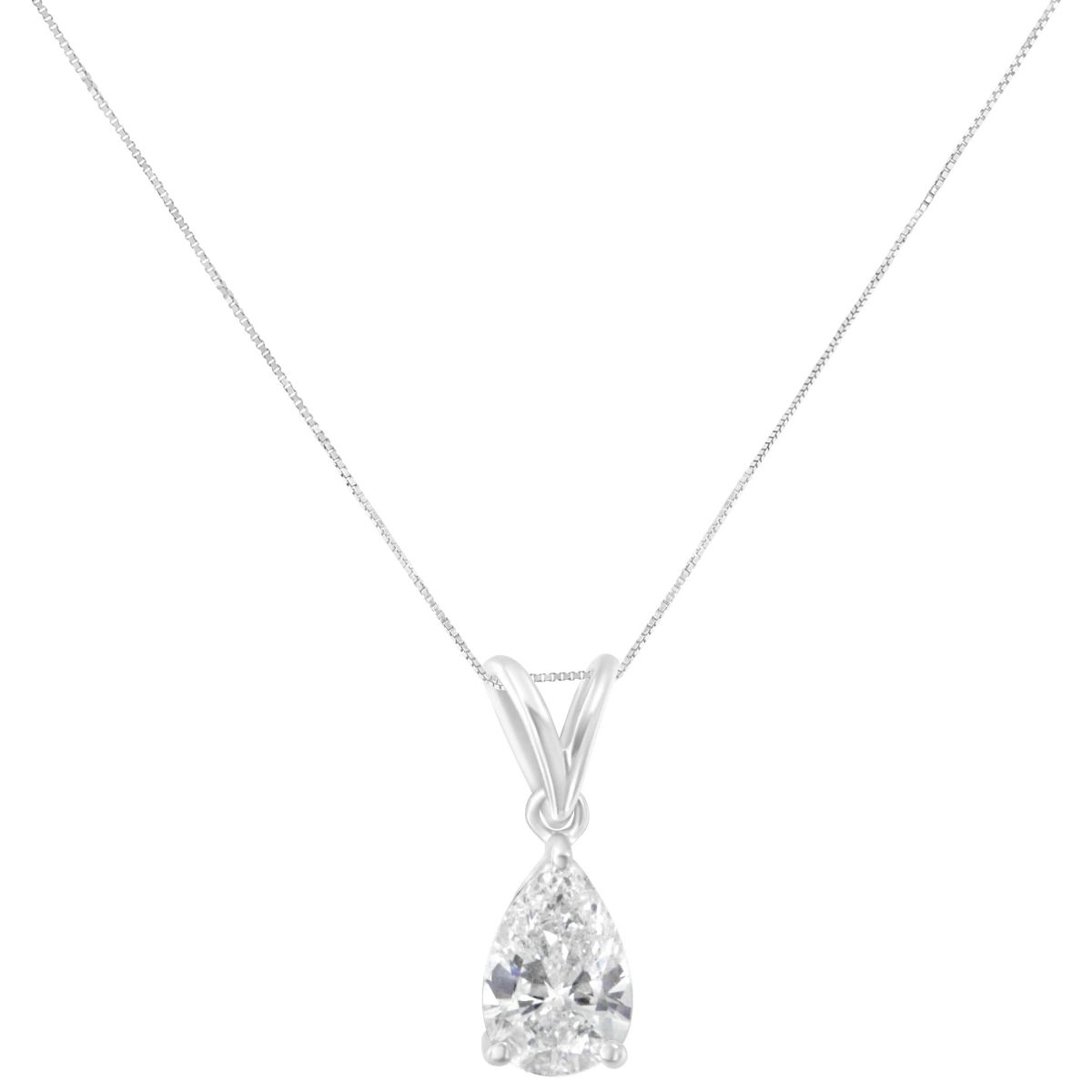 IGI certified 10K White Gold 1/2 cttw Diamond Pear Pendant Necklace