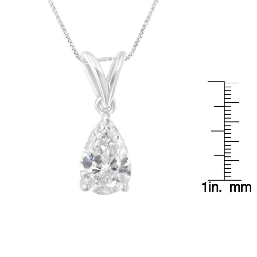 IGI certified 10K White Gold 1/2 cttw Diamond Pear Pendant Necklace