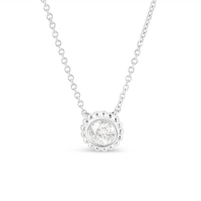 Haus of Brilliance 10K White Gold 1/2 Cttw Bezel Set Diamond Sunflower Finish 18" Pendant Necklace, 18 in