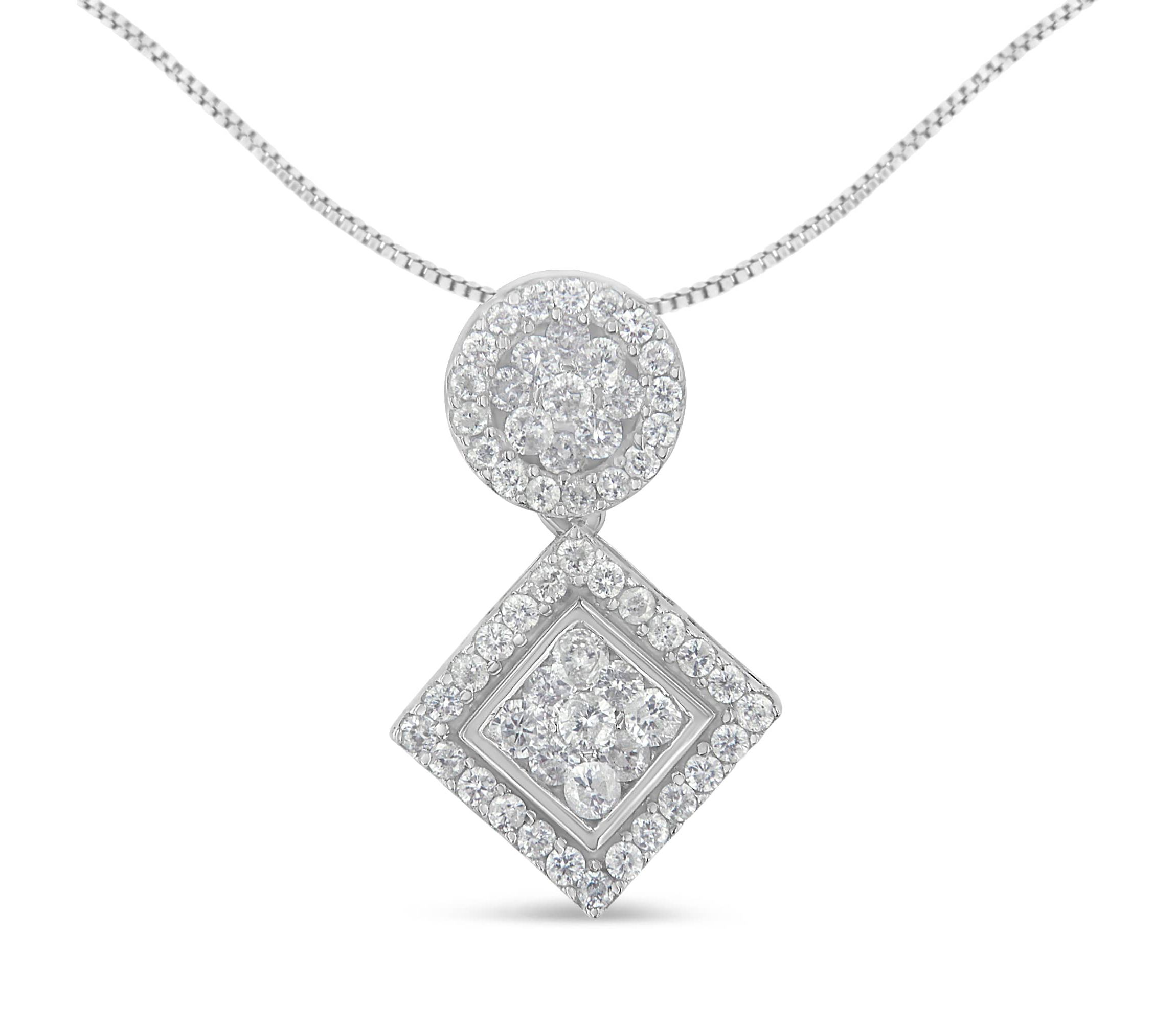 14K White Gold 1 cttw Diamond Pendant Necklace