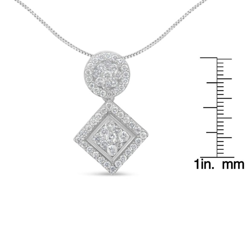 14K White Gold 1 cttw Diamond Pendant Necklace