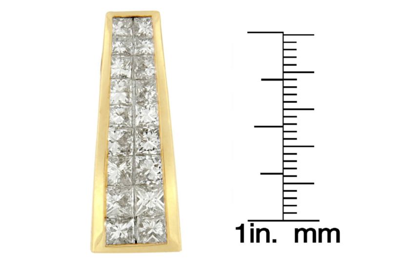 14K Yellow Gold 1 1/2 cttw Princess Cut Diamond Greek Column Pendant Necklace