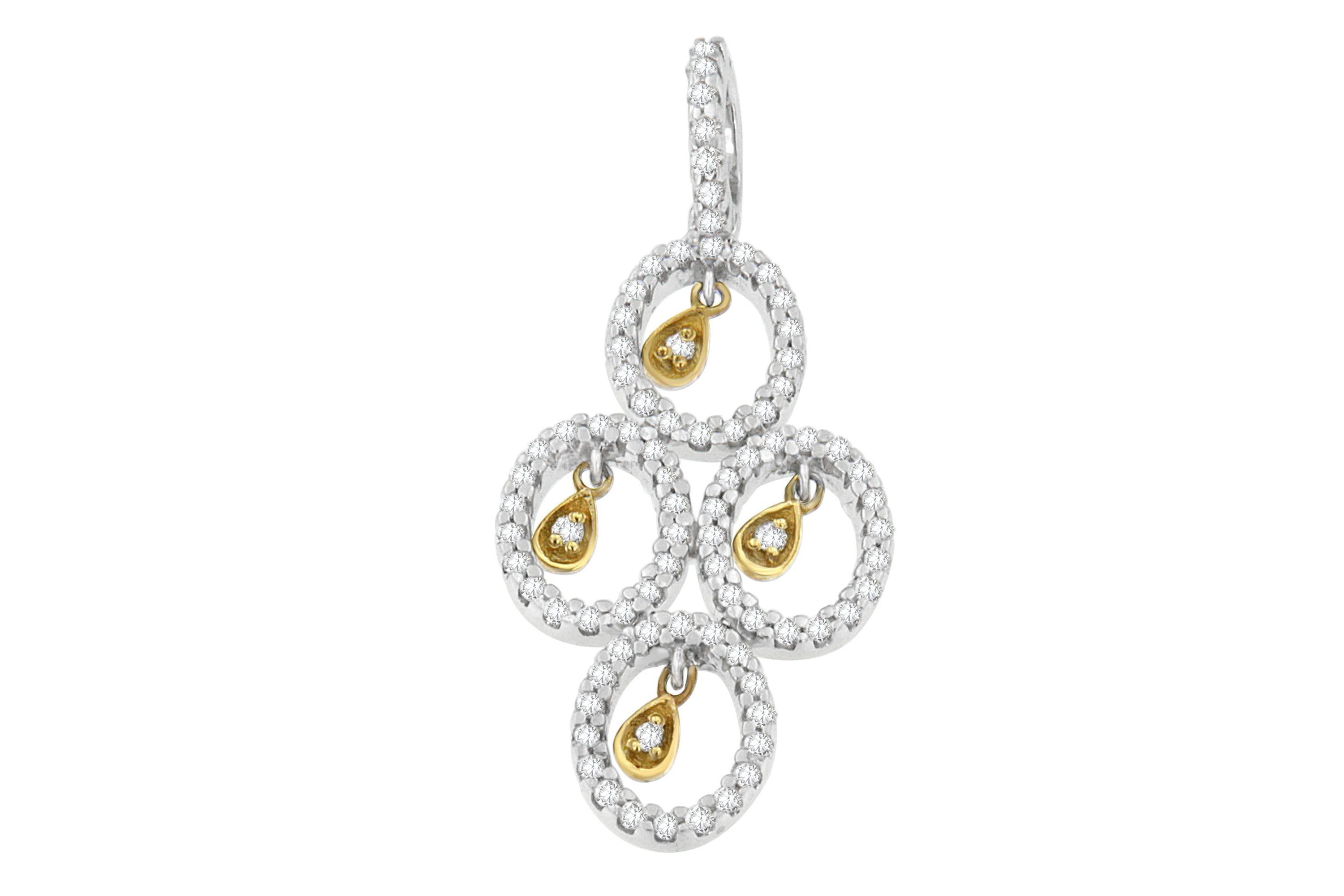 14K Two- Toned Gold 2/5 cttw Round Diamond Pendant Necklace