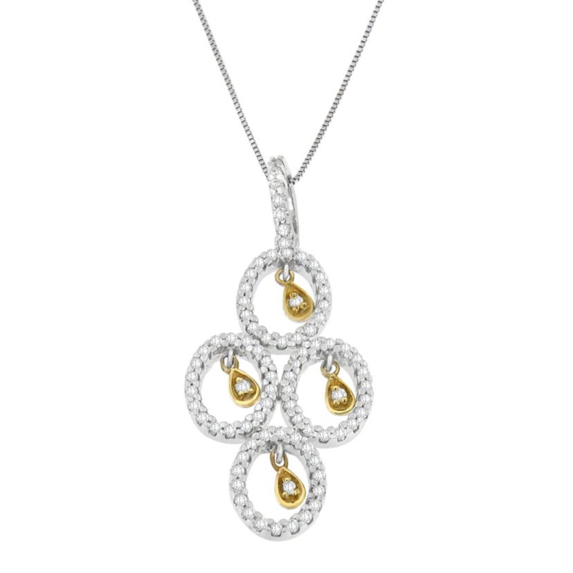 14K Two- Toned Gold 2/5 cttw Round Diamond Pendant Necklace