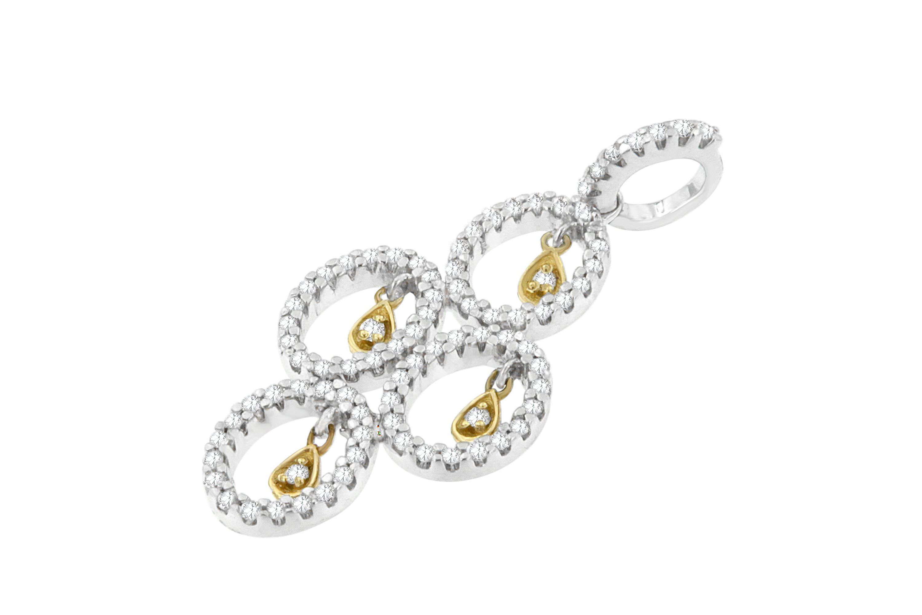 14K Two- Toned Gold 2/5 cttw Round Diamond Pendant Necklace