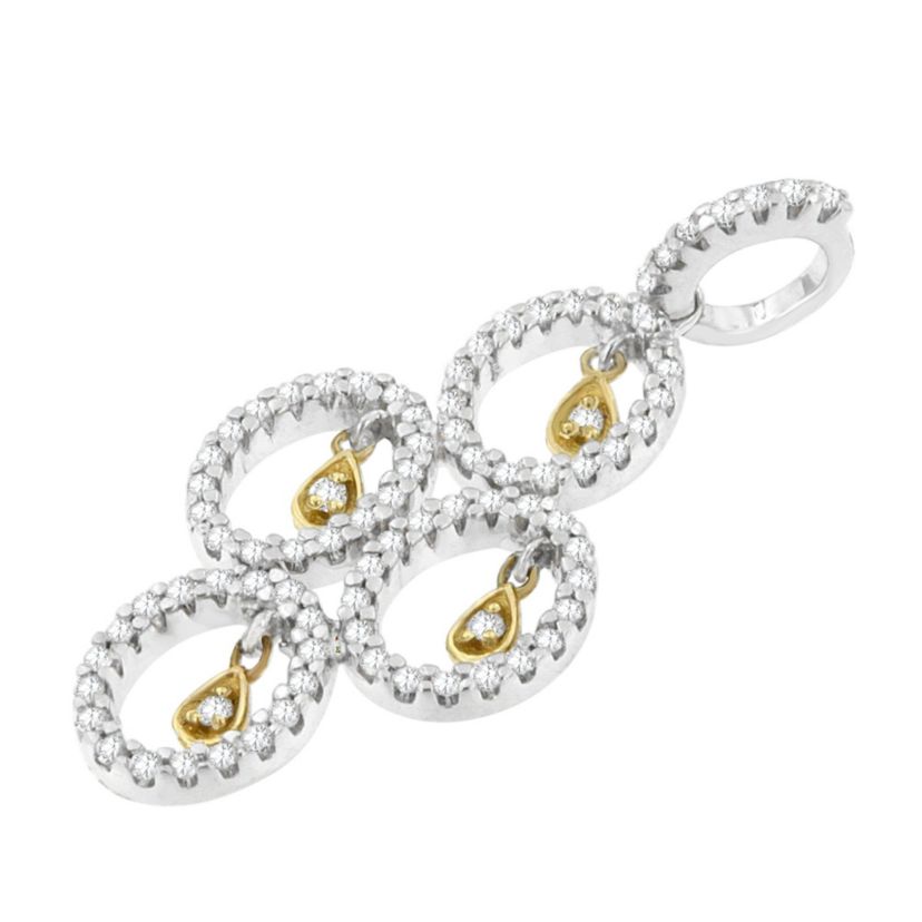 14K Two- Toned Gold 2/5 cttw Round Diamond Pendant Necklace
