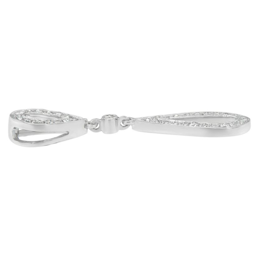 14 White Gold 1/4 cttw Round Cut Diamond Double Tear Drop Pendant Necklace